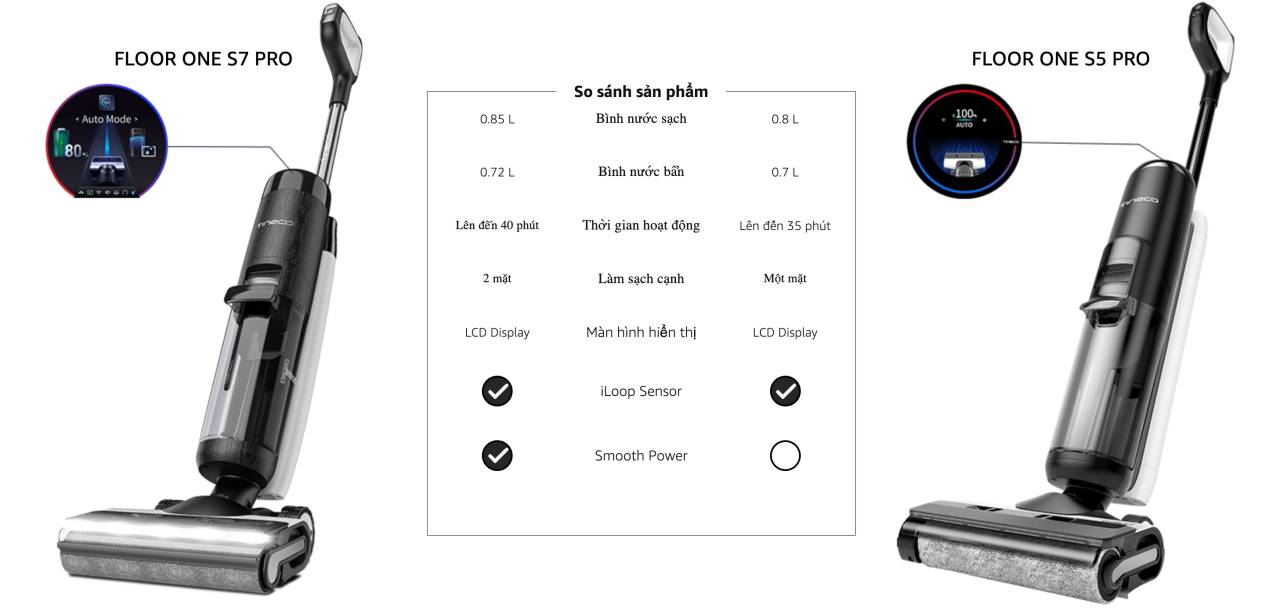 So sánh Tineco Floor One S5 và Tineco Floor One S7 Pro