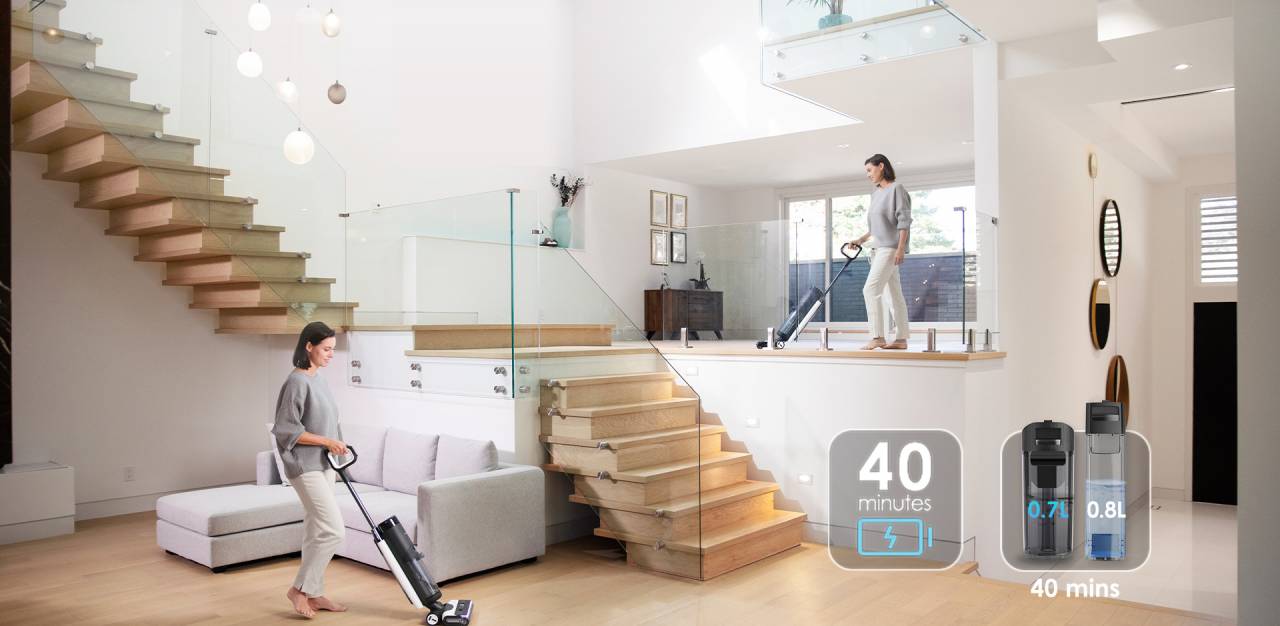 Tineco FLOOR ONE S7 PRO với thời gian hoạt động 40 phút