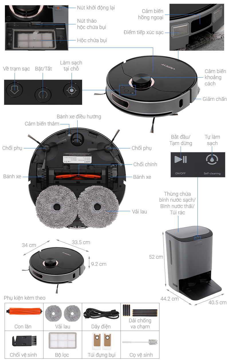 Robot hút bụi lau nhà Uwant U200